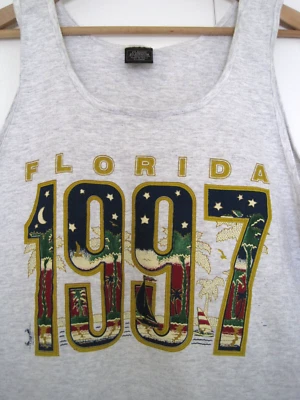 Vintage Tank Top FLORIDA 1997 Heathered Gray Graphic Print 90's Men Size XL USA - Image 1 of 4