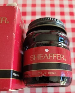 Vintage UsedSheaffer Jet Black Bottled Fountain Pen Ink 2 fl oz 60 ml w Box VTG - Picture 1 of 11