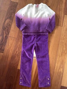 Gap kids purple corduroy pants sequin buttons & design history sweater size 4/5 - Picture 1 of 6