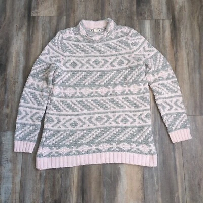 Винтажный Ruff тесаный черепаха шеи свитер розовый и серый женский размер большой уютный - Изображение 1 из 4