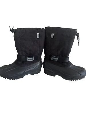 Botas de neve/inverno KHOMBU preto juvenil tamanho 4 impermeável desenho corda top/alça - Imagem 1 de 4