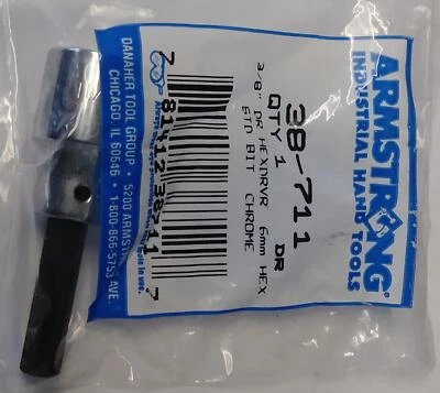Armstrong 38-711 3/8" Drive Standard Length Hex Driver Chrome Socket 6mm USA - Image 1 of 2