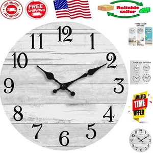 14-Inch Silent Wall Clock in Rustic Gray - Stylish Battery Operated Decor - Picture 1 of 10
