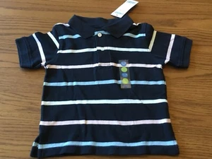 Neu mit Etikett! Gymboree blau rosa gestreift Kurzarm Baumwolle Poloshirt 12-18 Monate Baby - Bild 1 von 5