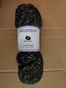 Wool Queen Starry Yak Yarn - Agate Black 3.5 OZ/117 Yards Worsted Weight Yarn - Picture 1 of 12