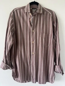 Camisa de vestir italiana a rayas vintage años 80 Giorgio Armani para hombre - roja/verde - 14,5/37 - Imagen 1 de 6