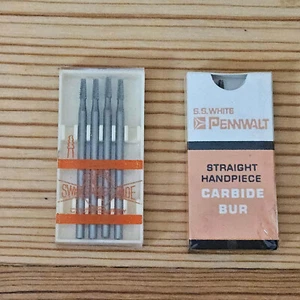 Vintage Dental Lab SS White Carbide & Radex Steel Straight HP 703 Burs, 5 total - Picture 1 of 10