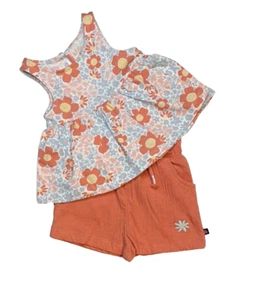 Shorts Outfit Limited Too Girls 2T Orange Blue Flowers NEW Summer 143 - Picture 1 of 3