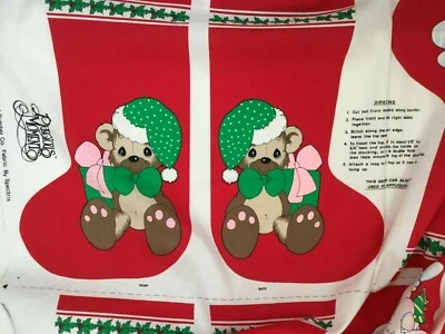 Precious Moments Christmas Stocking Spectrix Red Cut n Sew Teddy Bear - Image 1 of 4