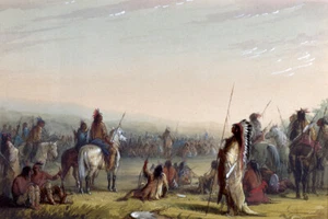 Impresión artística giclee occidental Indian Council de Alfred Jacob Miller + Envío gratuito - Imagen 1 de 4