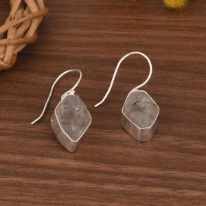 Natural Healing Gemstone Earring In 925 Silver With Raw Herkimer Diamond Jewelry - Picture 1 of 12