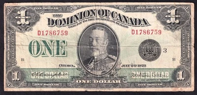 Dominion Of Canada 1923 $1 One Dollar Banknote Campbell Black Seal 3 D1786759 - Image 1 of 2