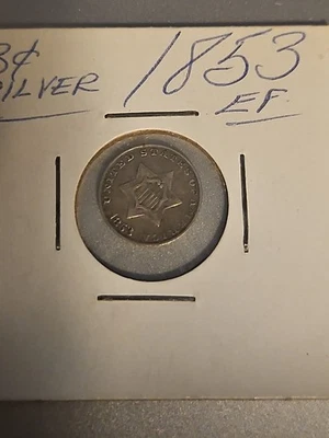 1853 3 Cent Silver Coin - Image 1 of 3