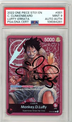 PSA 9 Signed One Piece English ST01-001 Monkey Luffy 2022 Colleen Clinkenbeard - Image 1 of 2