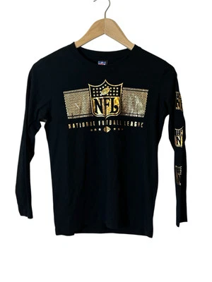 Camiseta de fútbol de manga larga para niñas de la NFL - negra/dorada - talla mediana 10/12 Foto 1 de 4