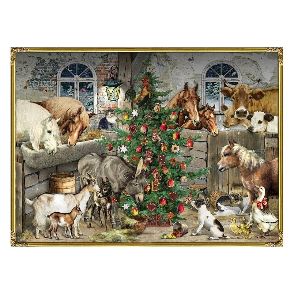 Festive Farm Horses Animals – Luxury - 52 x 38 cm l Coppenrath Advent Calendar - Image 1 of 1