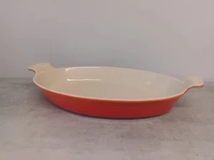 Le Creuset 32 Gratin Dish Cast Iron Enamel Volcanic Orange French - Picture 1 of 6