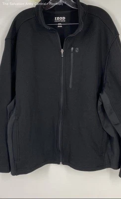 Chaqueta Izod Para Hombres Negra Bolsillos Calce Regular Manga Larga Cremallera Completa Talla 2XL Foto 1 de 4
