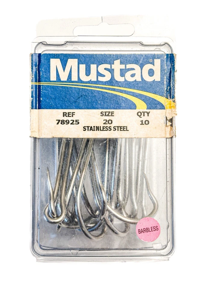 Mustad 78925-SS-20 Gancho de Atún Doble Sin Púas de Acero Inoxidable, Grandes Tapones Poppers Señuelos Foto 1 de 2