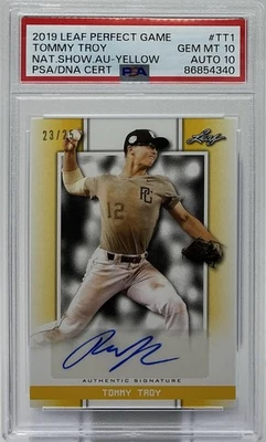 Tommy Troy Rookie Auto PSA 10/10 -2019 Leaf Showcase ‘Yellow’ /25 - Diamondbacks - Image 1 of 4