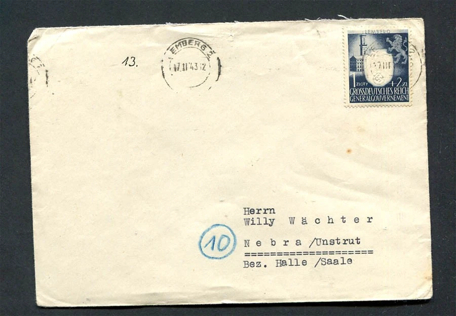 Reich Alemán - Generalgouvernment Segunda Guerra Mundial: Mejor cubierta de 1943 - Lviv usado Foto 1 de 1