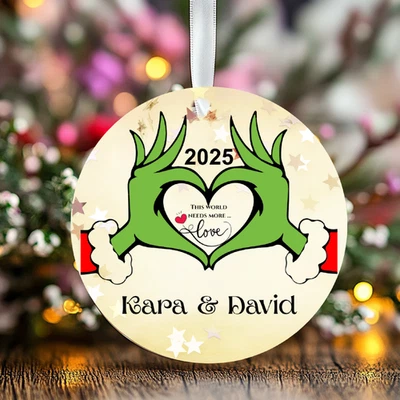 Adorno de pareja de Navidad personalizado Grinch - Árbol de Navidad 2025 Foto 1 de 4