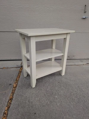 Cream White Painted Cottage Style 3-Tier Side Table Shelf French Country H53 - Image 1 of 4