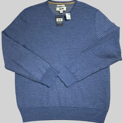 Joseph Abboud Sweater Mens XL Blue Textured Extra Fine Merino Wool Crewneck NWT - Image 1 of 4