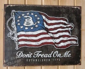 Don't Tread On Me USA Flag TIN SIGN patriotic garage bar rustic wall decor 1873 - Picture 1 of 5
