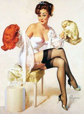 RETRO PINUP GIRL CANVAS PRINT Gil Elvgren Blonde Brunette red Wigs 8X10" Poster