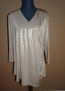 Top Travelers Collection by Chico's Beige Dorado Brillo Sobrepelliz Talla 3 (XL) - Imagen 1 de 4