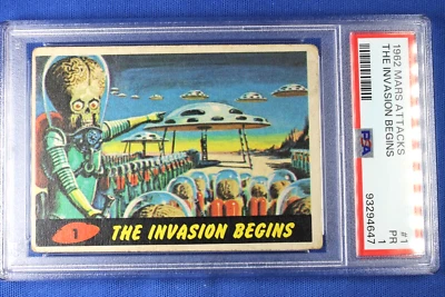 1962 Topps Bubbles - Mars Attacks - Original #1 The Invasion Begins - PSA 1 Poor - Image 1 of 4