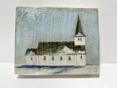 Arte de pared bloque iglesia invierno acogedor Raz Imports 2022 Foto 1 de 4