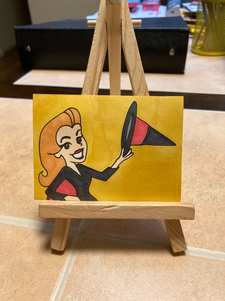 ACEO Original Mixed Media Painting Art Card ATC TV Bewitched Samantha 5 pinup - Image 1 of 1