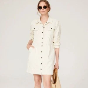 RTR Lauren Ralph LaurenKatelin Dress Cream Denim sz 4 Button Down Mini Jean - Photo 1 sur 8