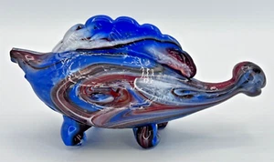 Dave Fetty (Fenton) Blue Slag Glass Dinosaur Henderson Hall - 2024 - Picture 1 of 10