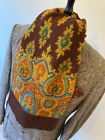 ACE mens indie/mod 1970&#39;s Brown multi colour retro ornate psychedelic scarf