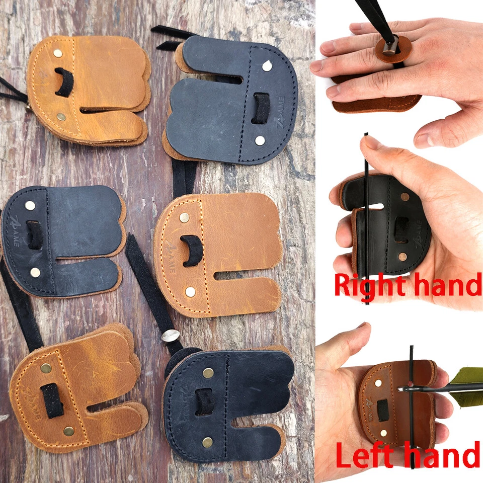 Archery Finger Guard Tab Protector Gear Cow Leather RH LH Recurve Bow Hunting - Image 1 of 4