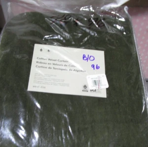 1 West Elm Cotton Velvet curtain Drape panel 48 96 dark olive blackout New w tag - Picture 1 of 1