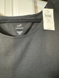 J Jill Damen schwarz 4XL Pima geraffter Rücken Tee Kurzarm Oberteil T-Shirt Neu mit Etikett - Bild 1 von 9