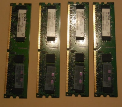 4 ea. HP PC2-6400 1 GB DIMM 800 MHz DDR2 SDRAM Memory (404574-888), used working - Image 1 of 3