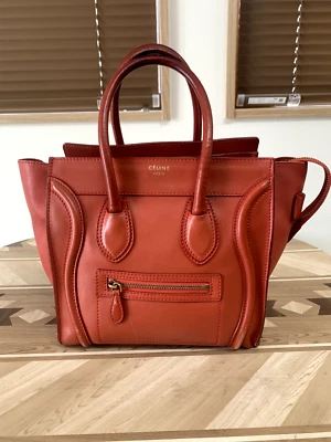 CELINE Luggage micro Handbag Red Calfskin Women - Image 1 of 4