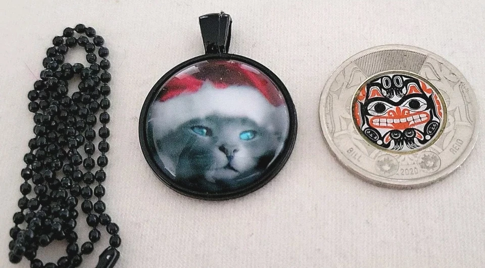  Magic Spirit NAVIDAD Papá Noel Gato Ojos Azules Estereoscópico Unisex Collar Negro Foto 1 de 1