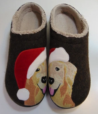 Zapatillas LL Bean Mujer Daybreak Scuffs Talla 10 Navidad Golden Retriever Perros Foto 1 de 4