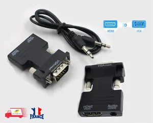 HDMI femelle Vers VGA mâle adaptateur vidéo Câble convertisseur audio HD 1080p - Foto 1 di 5