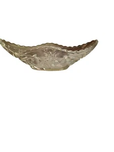 ANKER HOCKING geschliffenes Glas klar Starburst Banane Split Schale Schale Vintage - Bild 1 von 6