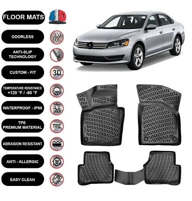 Alfombrillas forro para Volkswagen Passat 2010-2015 impermeables 4D moldeadas negras x4 Foto 1 de 3