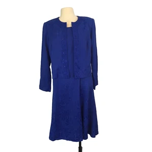 K & Company Vintage Womens Blue Sheath Dress with Jacket, Y2K, size 12, 40 bust - Picture 1 of 9