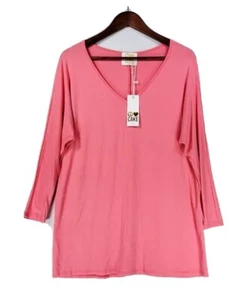 Peace Love Cake Pink V-Neck Long Sleeve Soft Stretchy Tunic Top Size Small NWT - Picture 1 of 3