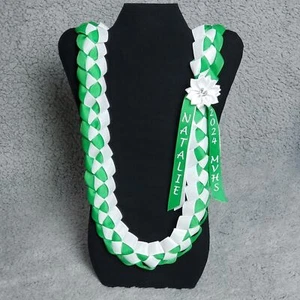 2-Ribbon Custom Personalize Graduation Lei (Choose Colors, Name, Year, School) - Picture 1 of 7